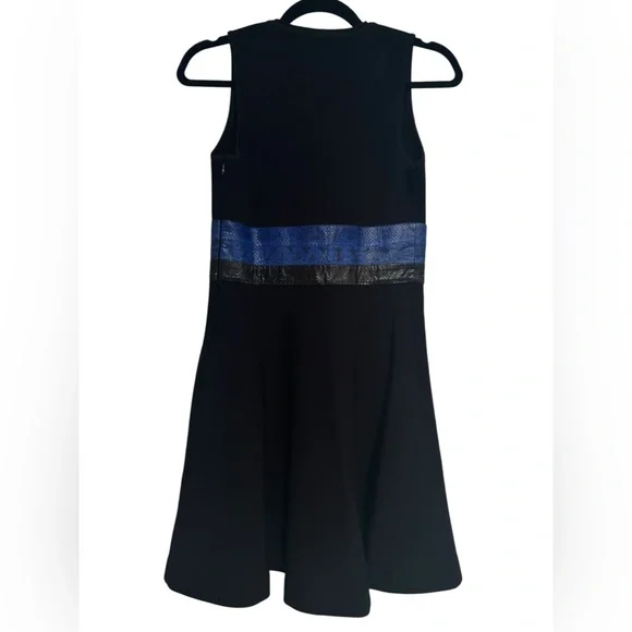 PROENZA SCHOULER $990 Retail Black Rattlesnake Trim Fit & Flare Dress, Size XS